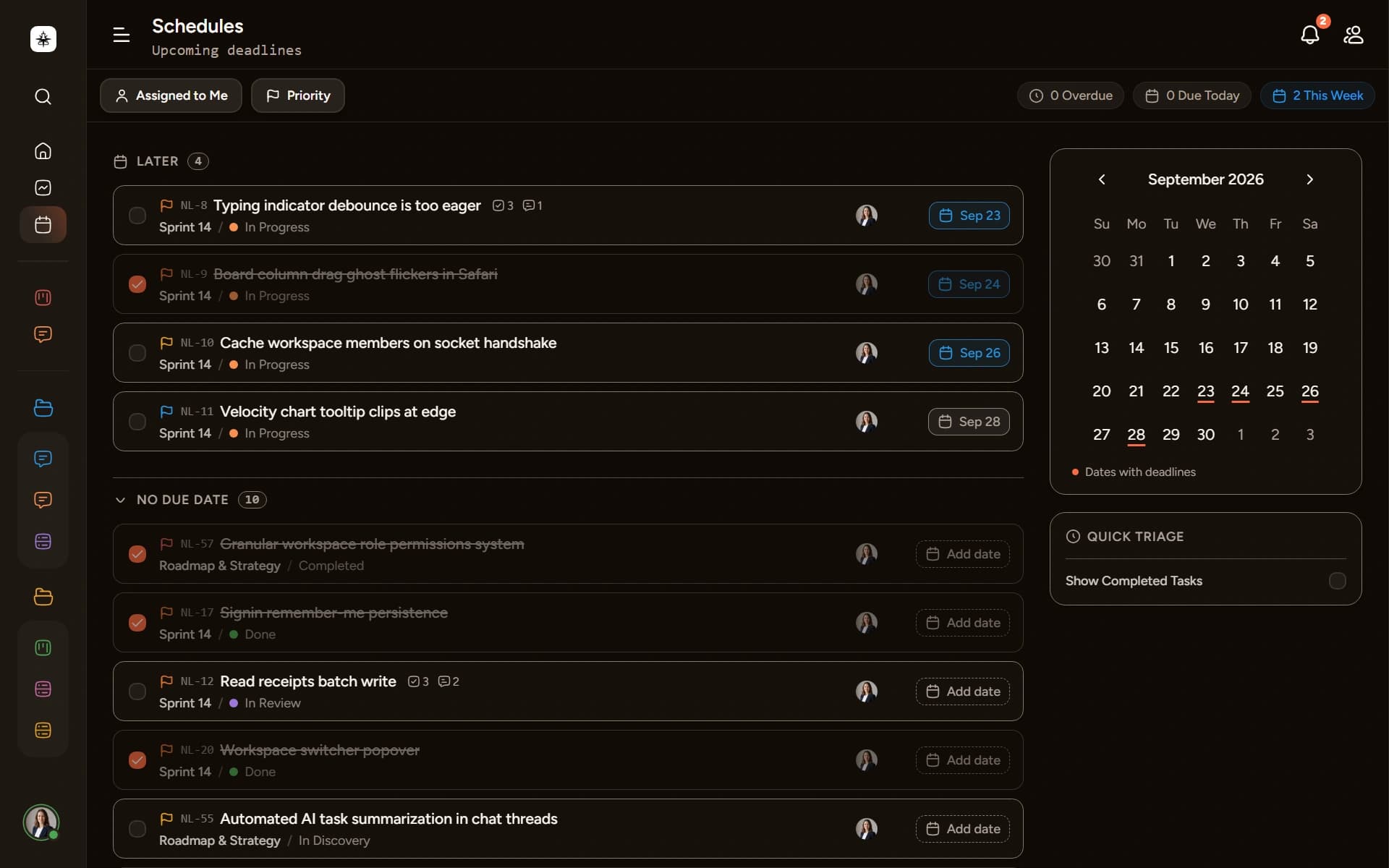 Schedules screenshot